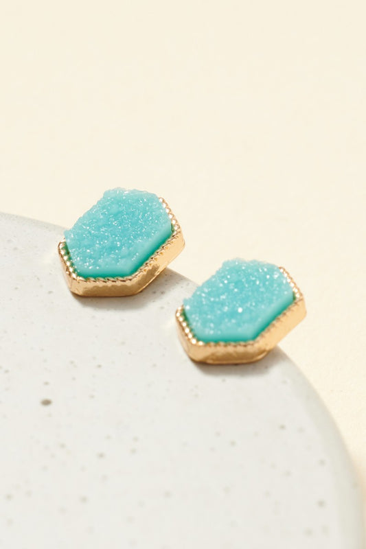 Hexagon Druzy Earrings